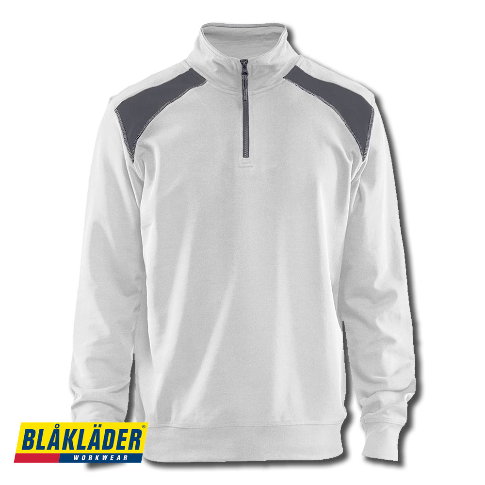 Sweatshirt bi-colour met halve rits