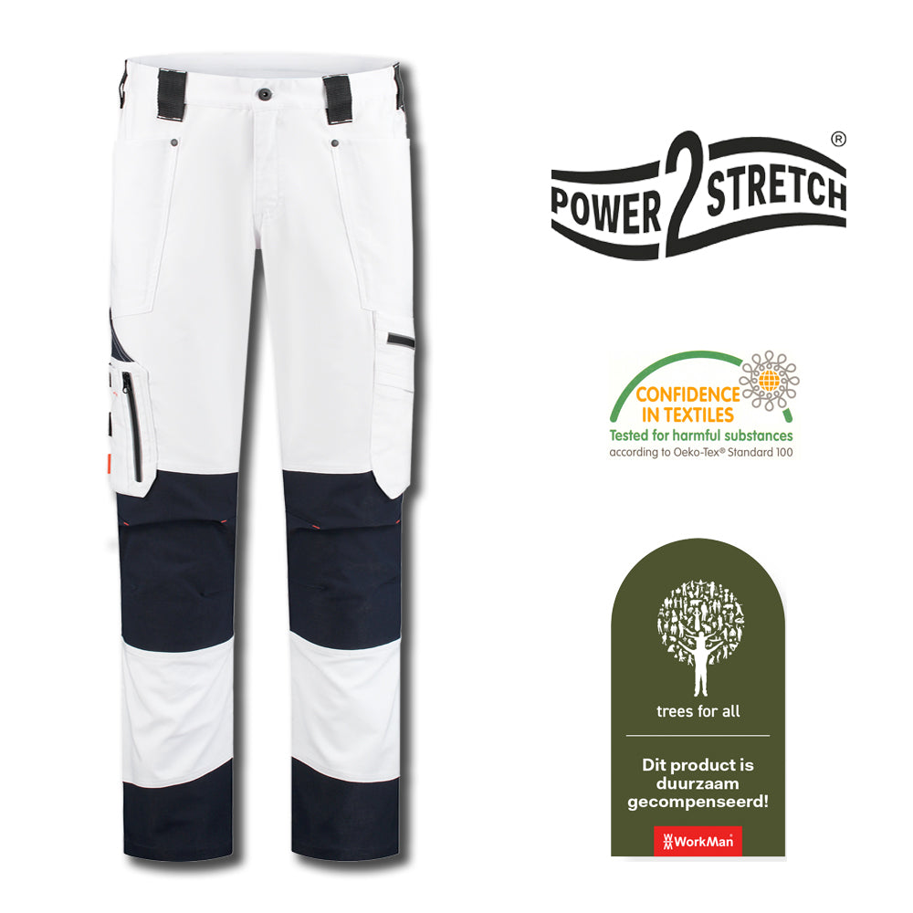 Stretch schildersbroek (wit-navy)