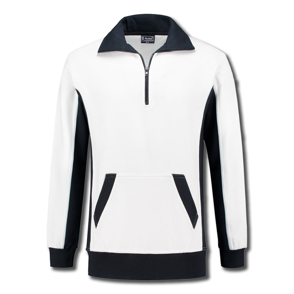 Zipper Sweater (wit-navy)